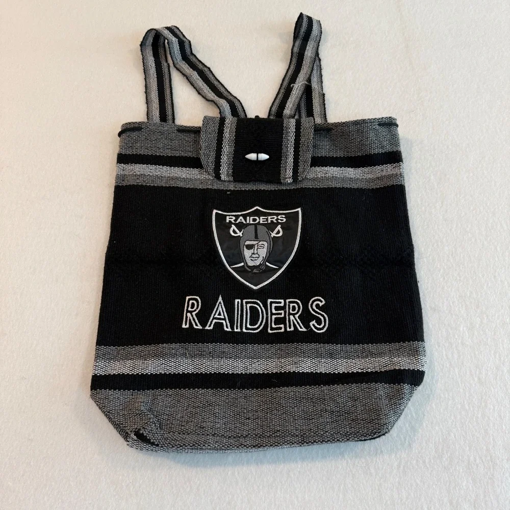 NFL Raiders Baja Woven Backpack Unisex Large Black Grey
